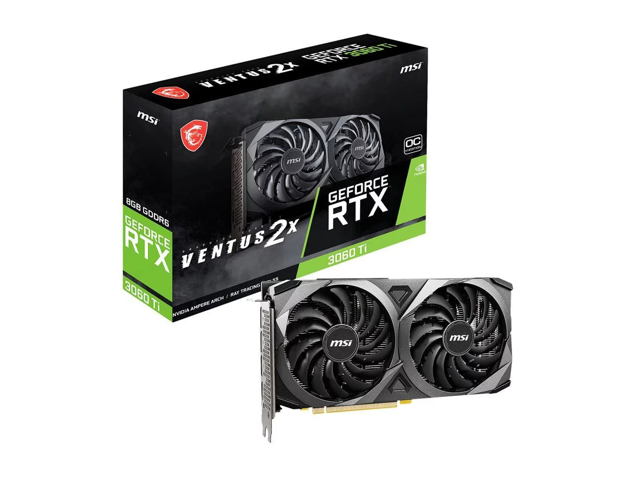 NVIDIA Geforce RTX 3060 Ti Graphic Card - 8 GB GDDR6 - 1.70 Ghz Boost Clock - 256 Bit Bus Width - PCI Express 4.0 - Displayport - HDMI